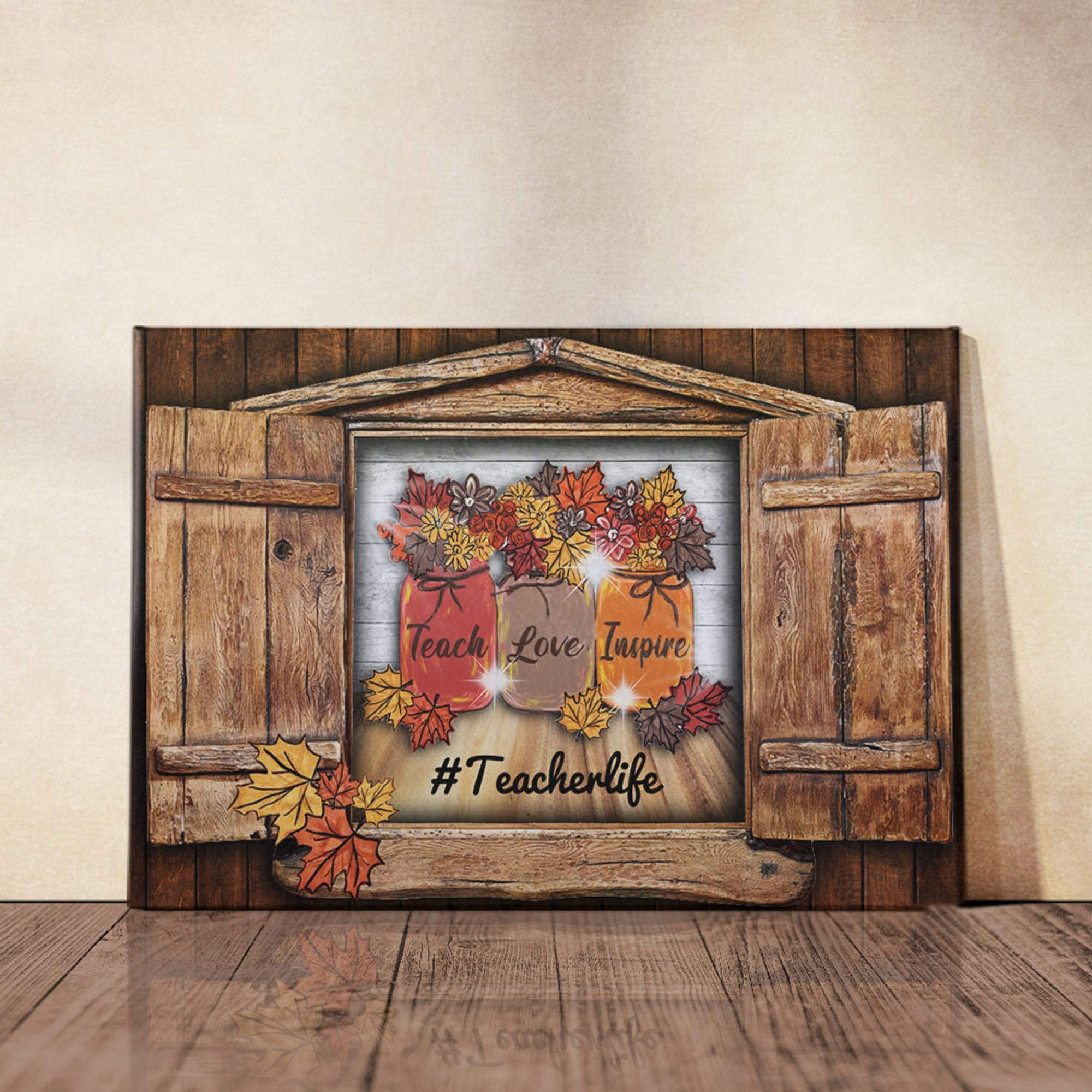 Inspiring Teacher Life Teach Love Farmhouse Canvas Wall Art - 24x36 Ready to Hang Decor for Classroom, Office & Home - Perfect Gift for Educators, Birthday, Wedding, Housewarming & Christmas (Gifts for Men & Women)