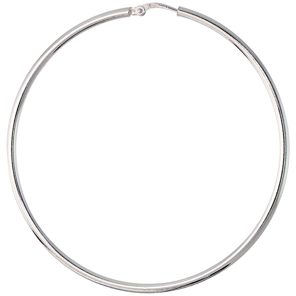 Sterling Silver Italian Hoop Earrings 2mm Thin - 2 3/8 Inch Dainty Minimalist Hoops for Women - Perfect for Everyday Wear, Work, Date Night & Gifts