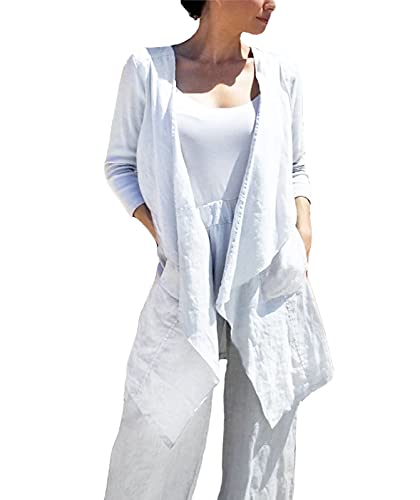 Inizio Linen Marlowe Duster Coat - Lightweight Long Cardigan for Women | Boho Chic Open Front Cover Up | Perfect for Spring, Summer & Fall Layering