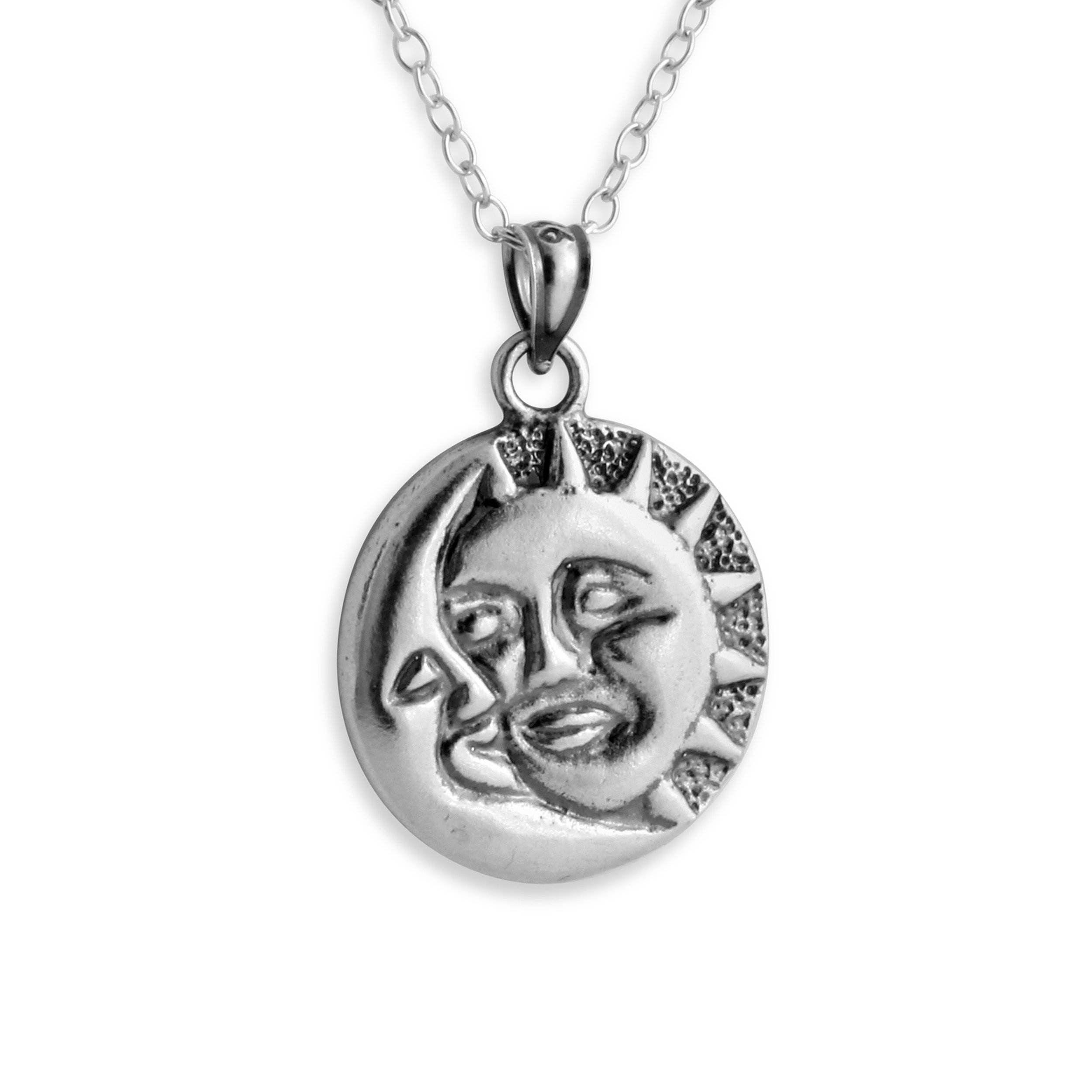 925 Silver Moon & Sun Pendant Necklace for Women - Boho Jewelry Gift