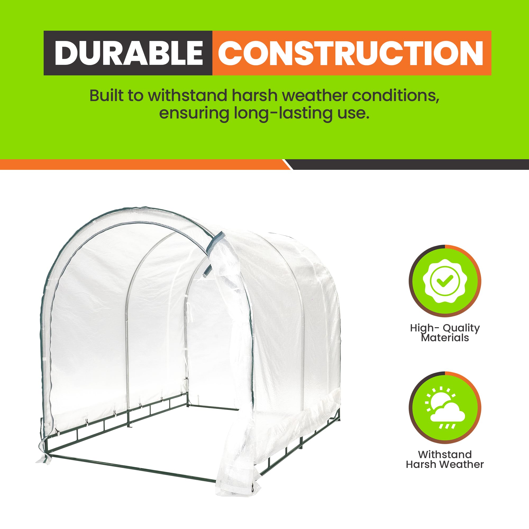 6' X 8' Greenhouse for Plants & Flowers - Indoor/Outdoor Portable Large Plant Cover - Perfect for Gardening Enthusiasts & Beginners - Ideal for Home Gardens, Balconies, and Backyards