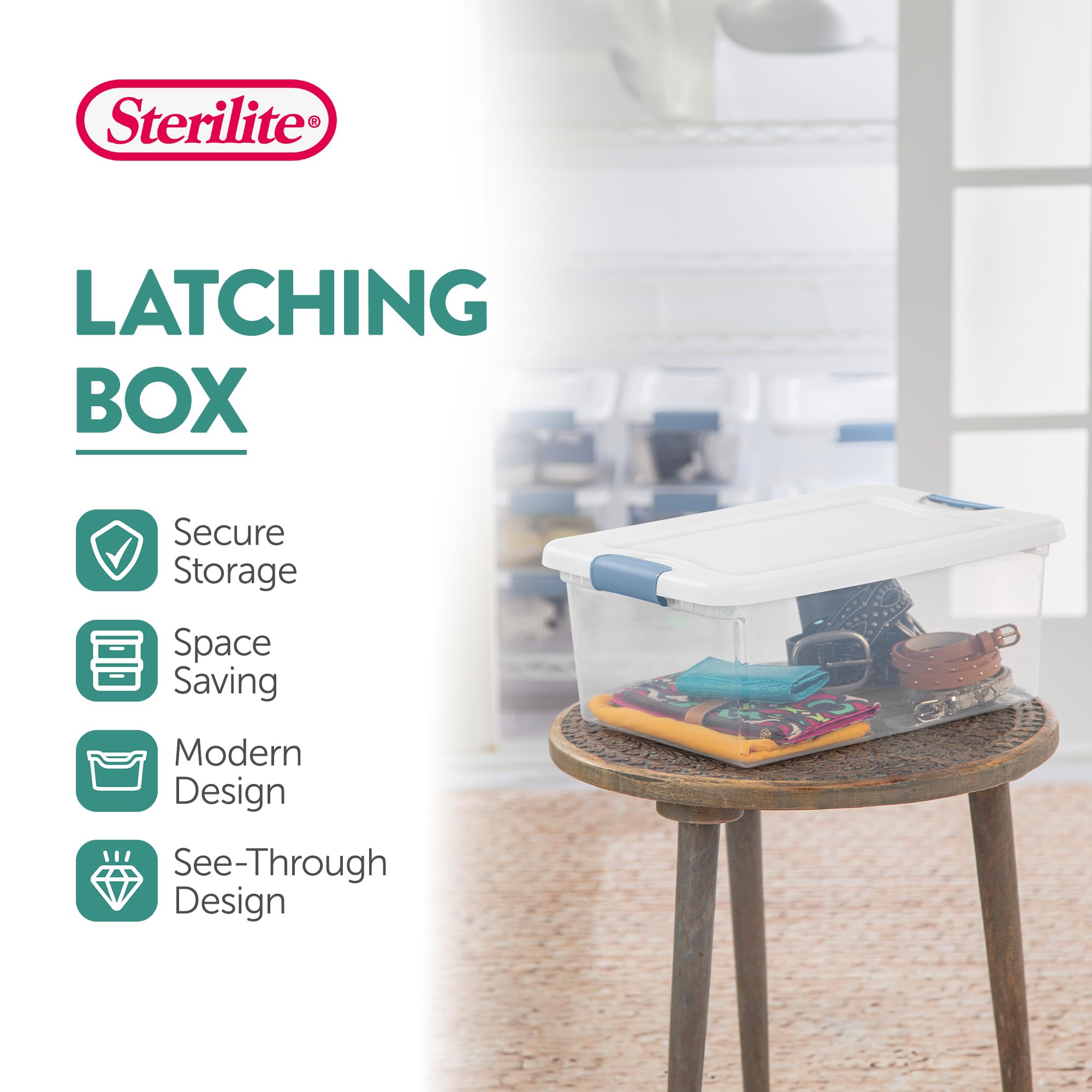 Sterilite 24-Pack 15 Quart Clear Plastic Stackable Storage Bins with Latching Lids - Perfect for Home Organization, Closet Storage & Toy Containers