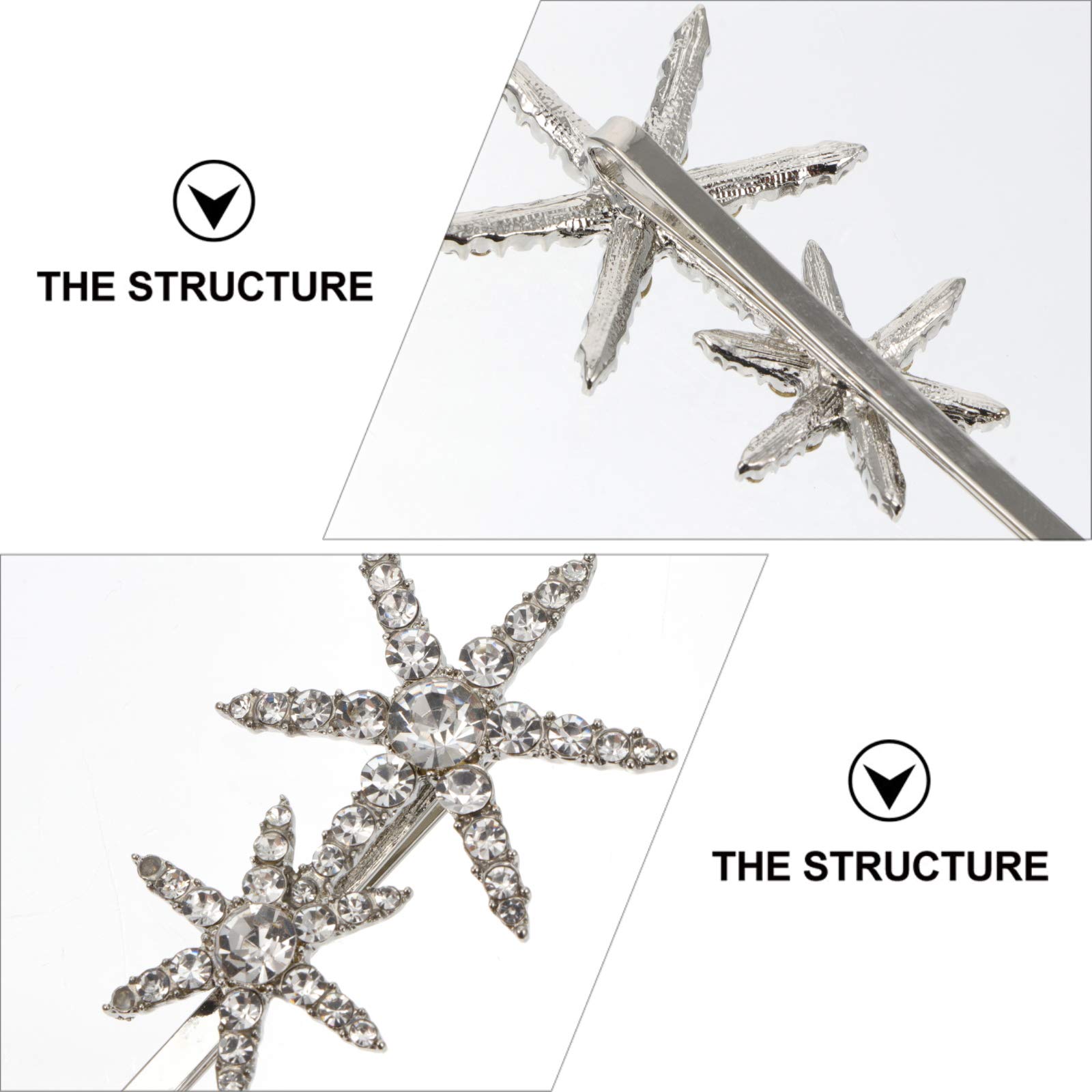 2Pcs Crystal Hair Clips for Women - Gold Rhinestone Bobby Pins, Vintage Star Hair Barrettes for Wedding, Party & Everyday Elegance