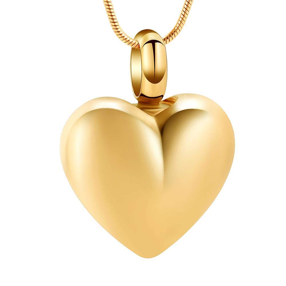 Heart Cremation Jewelry for Ashes - Stainless Steel Memorial Pendant Necklace for Loved Ones & Pets (Golden, 5-Piece Set) - Perfect for Keeping Memories Close, Ideal for Funerals, Memorials & Everyday Wear