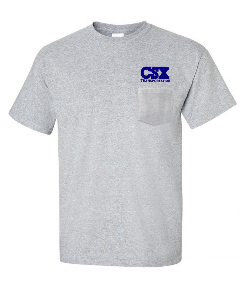 CSX Transportation Embroidered Pocket T-Shirt - Vintage Railroad Design - Comfortable Cotton Tee for Men | Perfect for Casual Wear, Railfan Gifts & Train Enthusiast Apparel