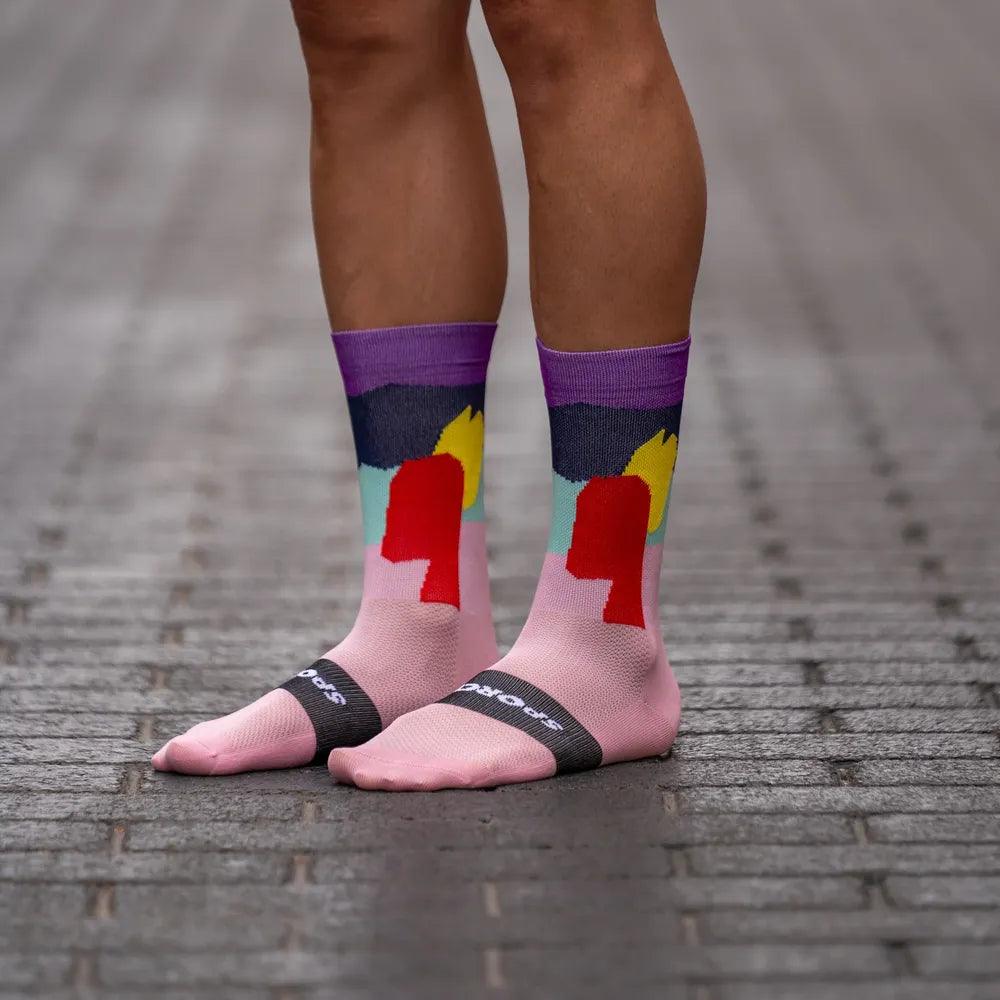 Premium Alsace Pink Cycling Socks for Women & Men - Breathable Moisture-Wicking Athletic Socks for Road Biking, Spinning & Outdoor Sports