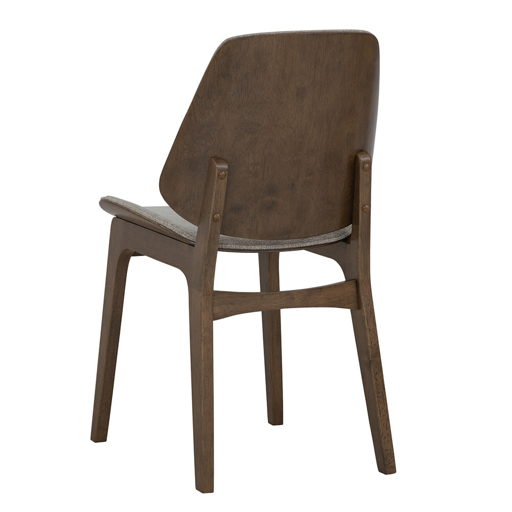 ERZA Modern Dining Chair - Solid Walnut Wood Frame & Grey Upholstery - Comfortable Kitchen, Dining Room, or Breakfast Nook Seating