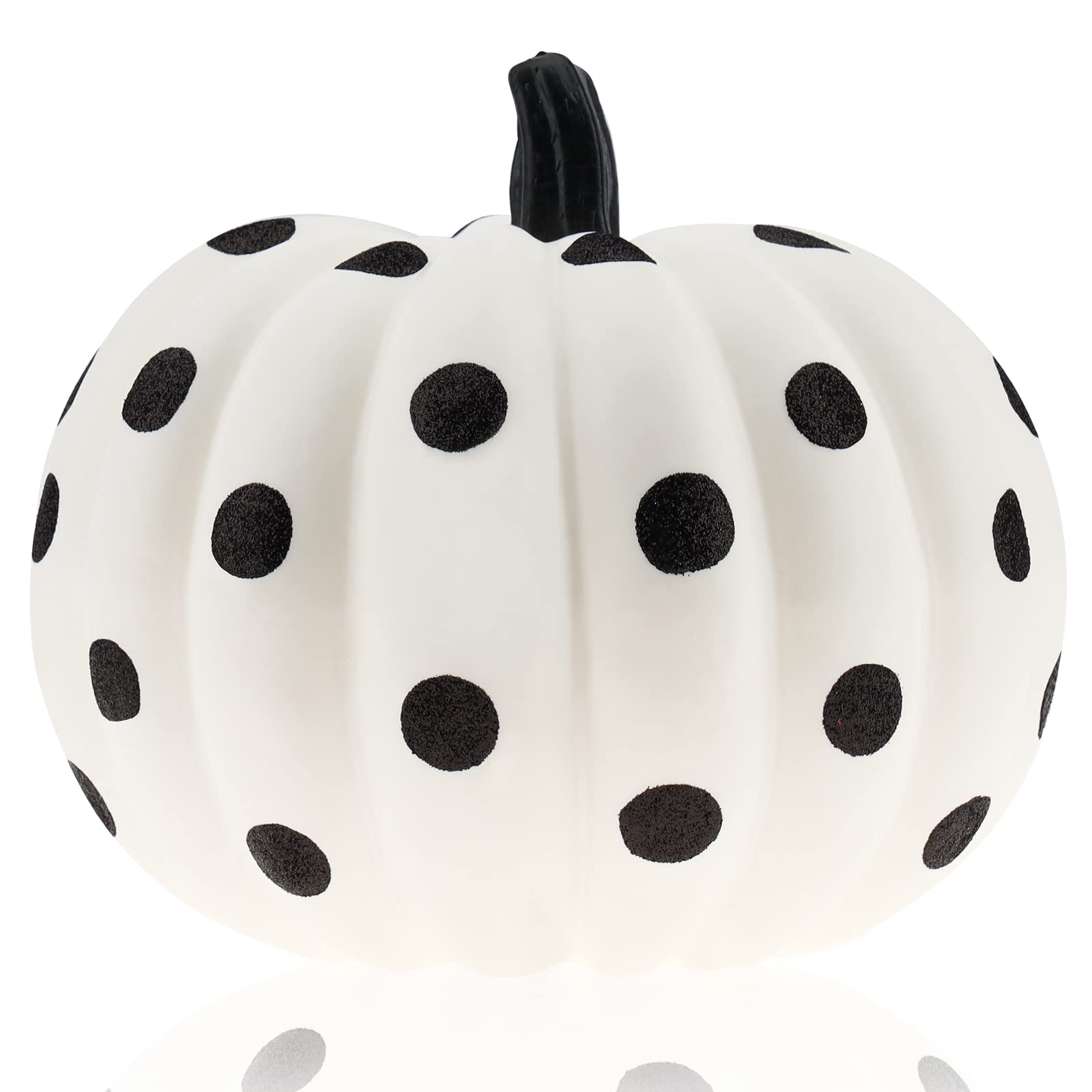 8 Inch White Artificial Pumpkin - Large Fake Plastic Halloween Decor for Outdoor Porch, Fall Home Decorations, DIY Crafts | Perfect for Halloween Party, Thanksgiving Centerpiece, Autumn Porch Display