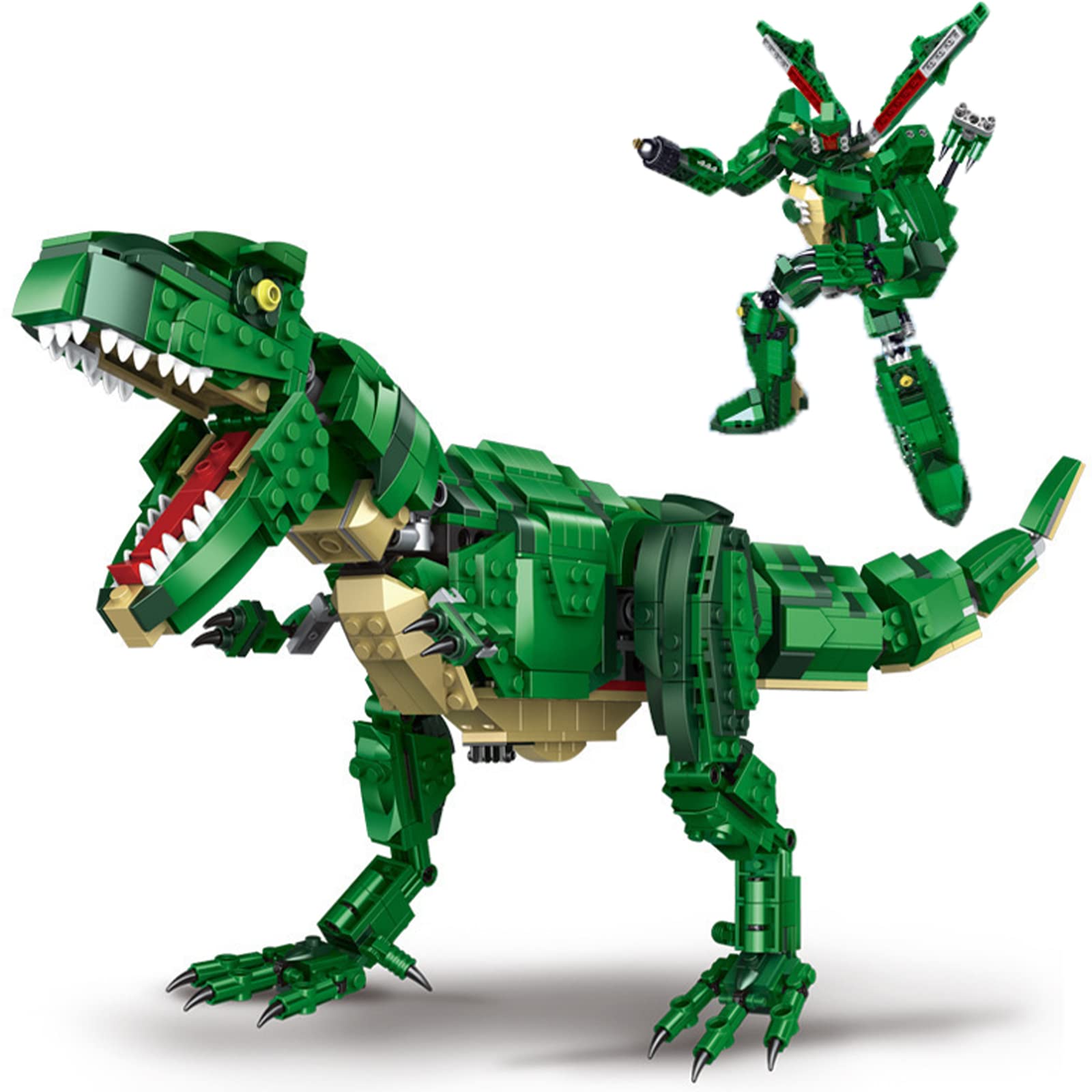 2 in 1 Dinosaur Building Blocks Architecture Model Set (838 Pieces) - Large Collectible Building Bricks Kit for Creative DIY Projects | STEM Educational Toys for Adults & Kids | Perfect Christmas & Birthday Gifts for Dinosaur Lovers | Home Decor & Office Stress Relief Activity