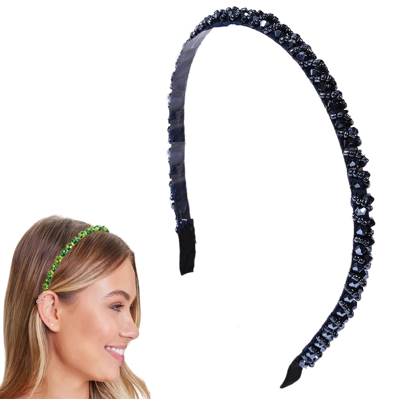 Traziewell Crystal Beads Headbands for Women & Girls - Bling Rhinestone Hair Hoop Band Hair Accessories for Parties, Weddings & Special Occasions - Style 1823