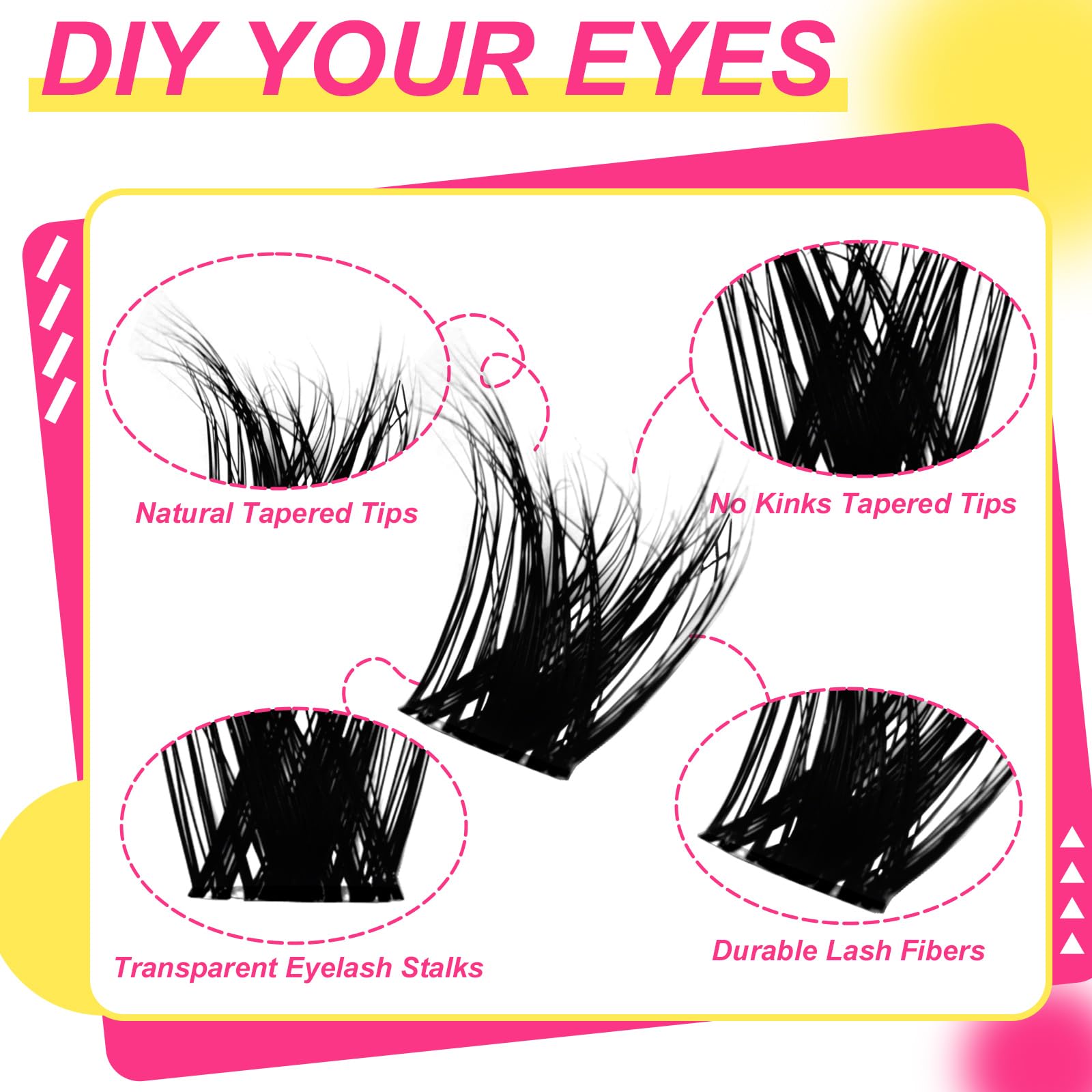 3D Fluffy Cluster Lashes D Curl - DIY Eyelash Extension Kit with Natural Look (8-18mm) | Includes Bond, Seal & Remover | Ultra-Invisible Band & No-Glue Lower Lashes by Daffofil - Perfect for Daily Wear, Special Occasions & Professional Makeup Looks