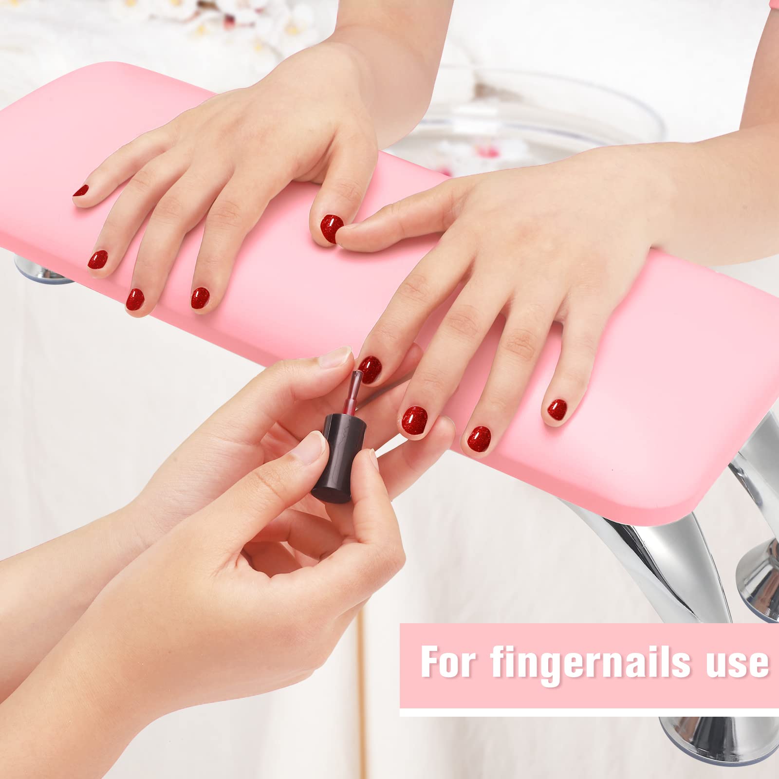 Pink Detachable Nail Arm Rest for Acrylic & Manicure - Large Hand & Feet Support Cushion with Microfiber Leather - Perfect for Nail Techs, Salon Professionals & Home Use (Toenail Care, Pedicure Table Comfort)