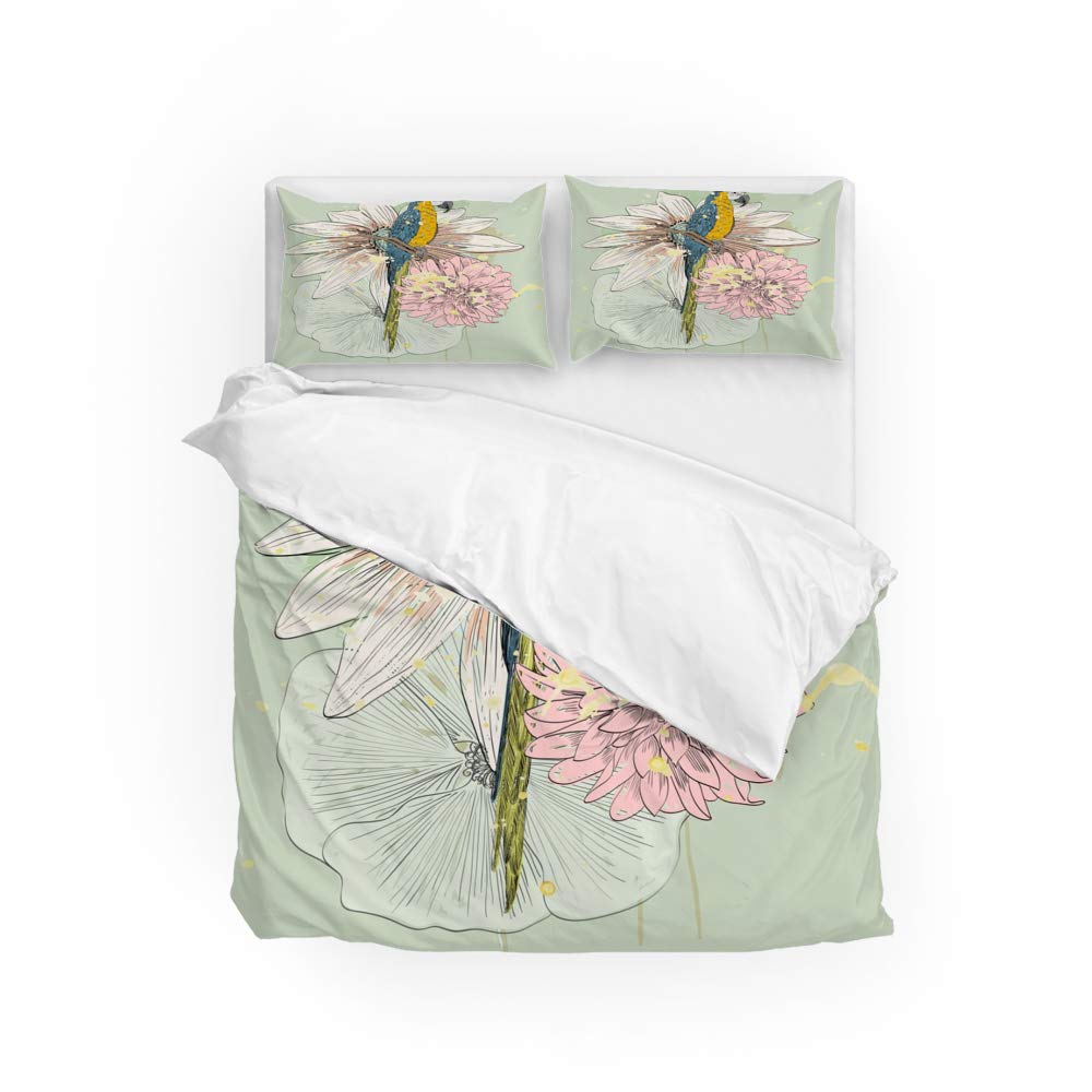 Premium 3-Piece Duvet Cover Set with Parrot Flower Design - Breathable Soft All-Season Bedding for Farmhouse & Hotel Style - Includes Comforter Cover & Pillow Shams - Perfect for Guest Rooms, Vacation Homes & Cozy Bedroom Decor