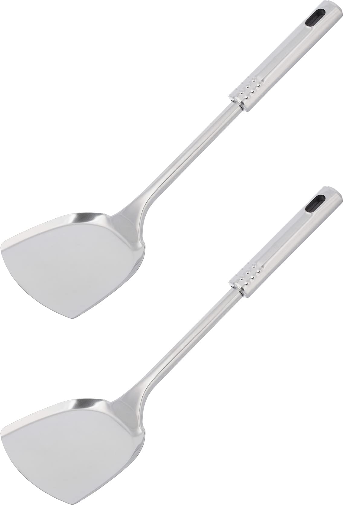 2-Pack Stainless Steel Metal Wok Spatula Turner - Commercial Grade Pancake & Omelette Flipper for Professional Cooking - Perfect for Stir-Fry, Flipping Burgers & Breakfast Prep