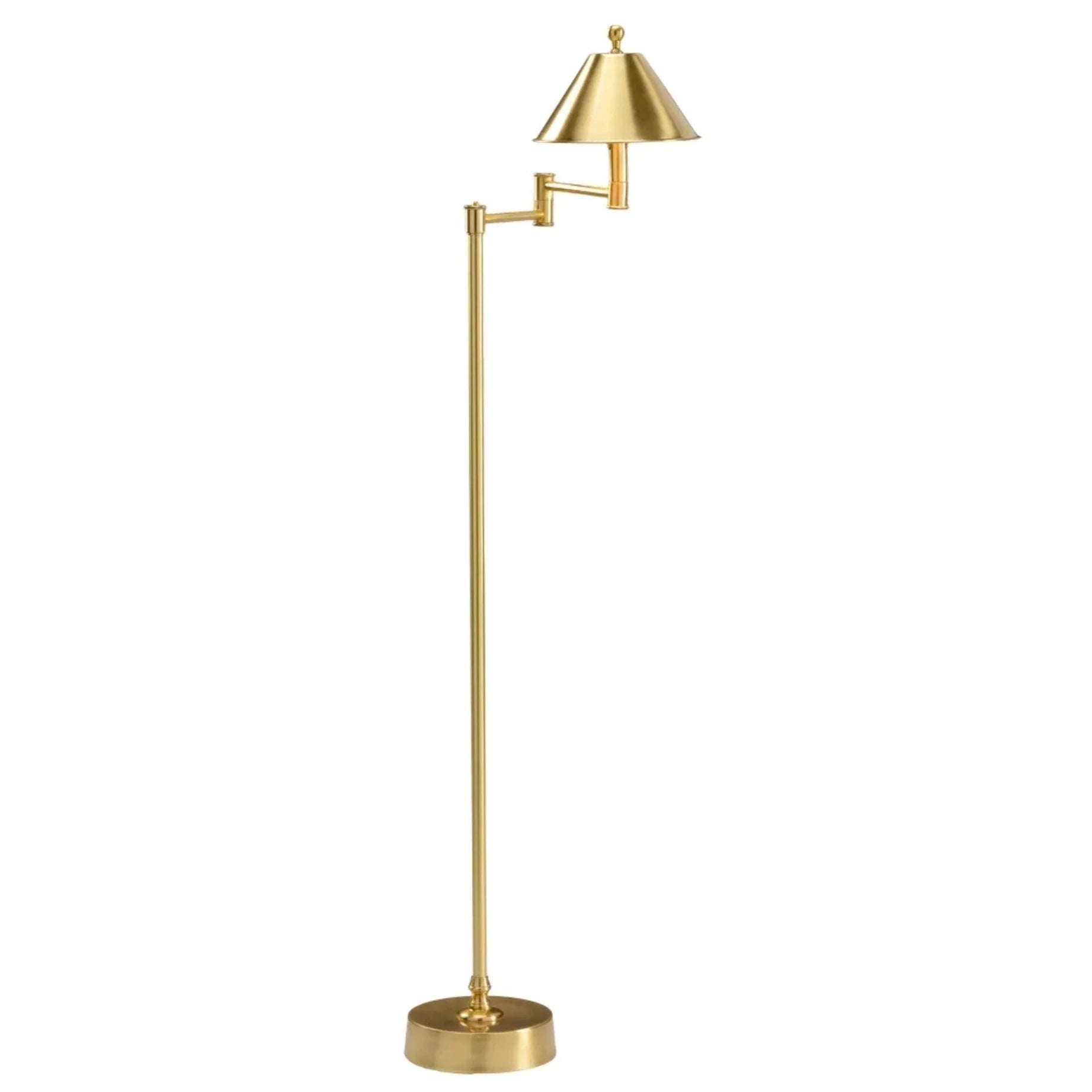 Vintage Adjustable Swing Arm Floor Lamp in Antique Brass with Petite Shade - Perfect for Reading Nook, Living Room & Bedroom Lighting