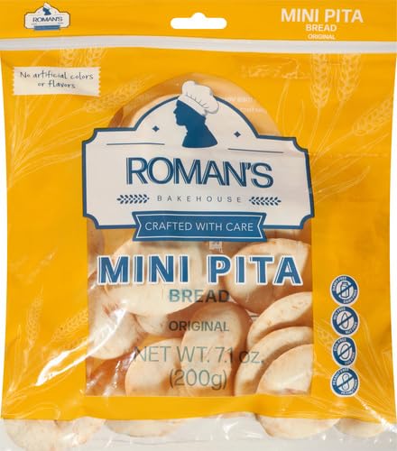 Roman's Bakehouse Original Mini Pita Bread - 200g (Pack of 6) | Soft & Fluffy Pockets for Sandwiches, Wraps, Dips & Mediterranean Meals | Perfect for Lunch Boxes, Parties & Quick Snacks