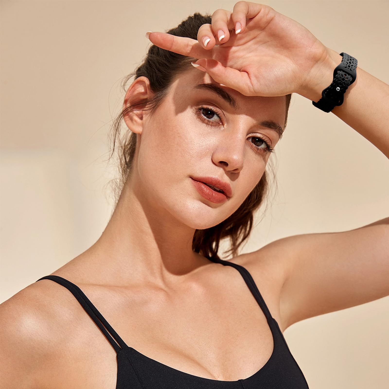 Dirrelo Soft Silicone Hollow-out Sport Strap Compatible with Fitbit Versa 3/Sense/Versa 4/Sense 2 - Breathable Replacement Wristband for Women - Perfect for Workouts, Running & Daily Wear