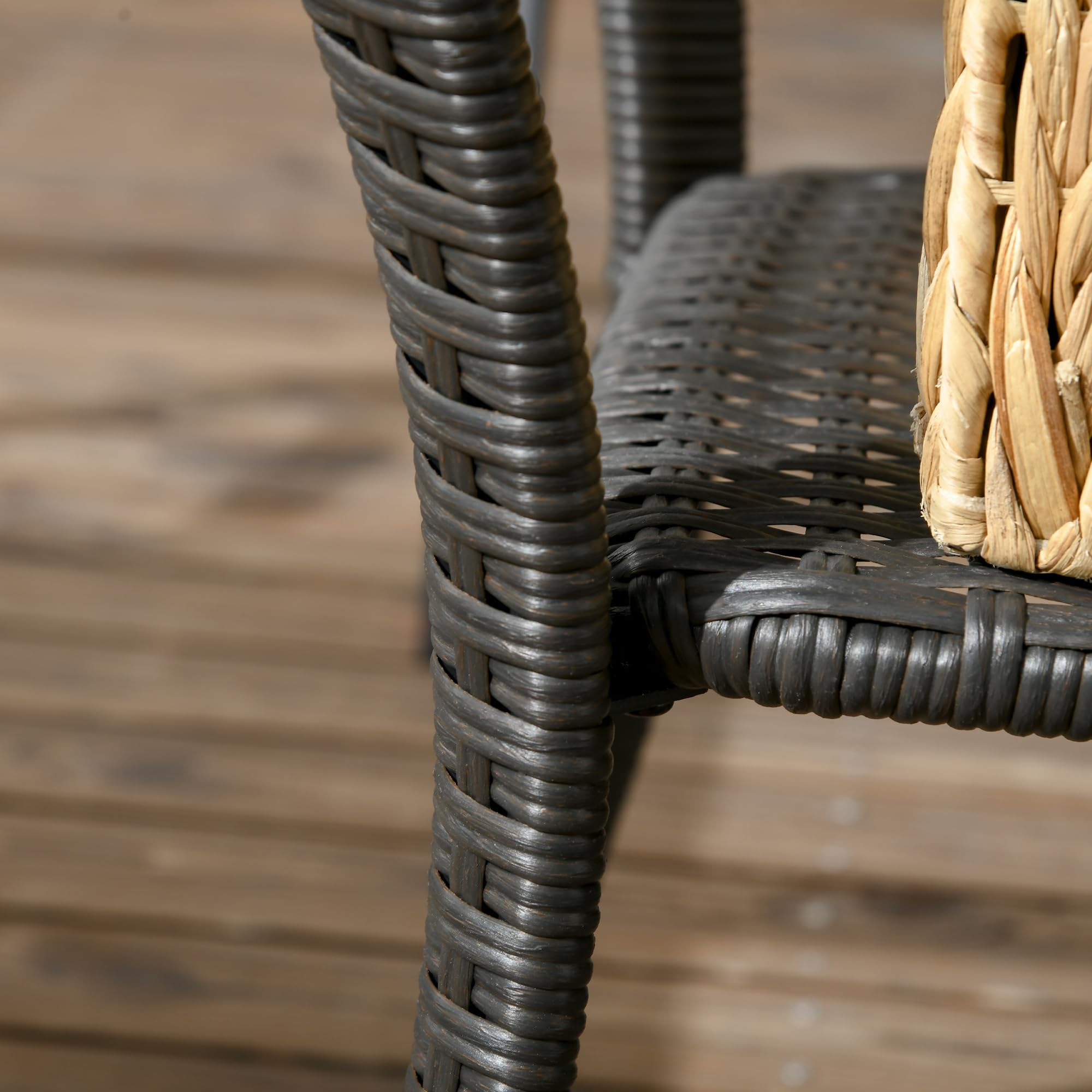 Outsunny PE Rattan Coffee Table with Storage Shelf - Hand-Woven Wicker Outdoor Side Table - 2-Tier Storage Design with Durable WPC Top - Perfect for Garden, Patio, Porch & Backyard - Mixed Brown Finish - Ideal for Outdoor Entertaining & Relaxation