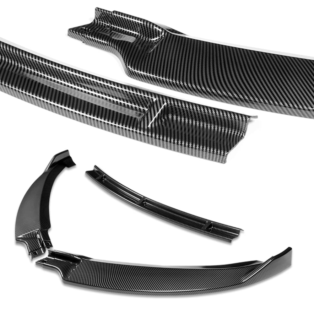 Q1-TECH 9-Piece Front Bumper Body Kit for Tesla Model S 2012-2016 - Lip, Side Skirt Extensions & Diffuser Set - ABS Painted Carbon Fiber Style - Enhance Aerodynamics & Sporty Look - Perfect for Car Enthusiasts & Performance Upgrades