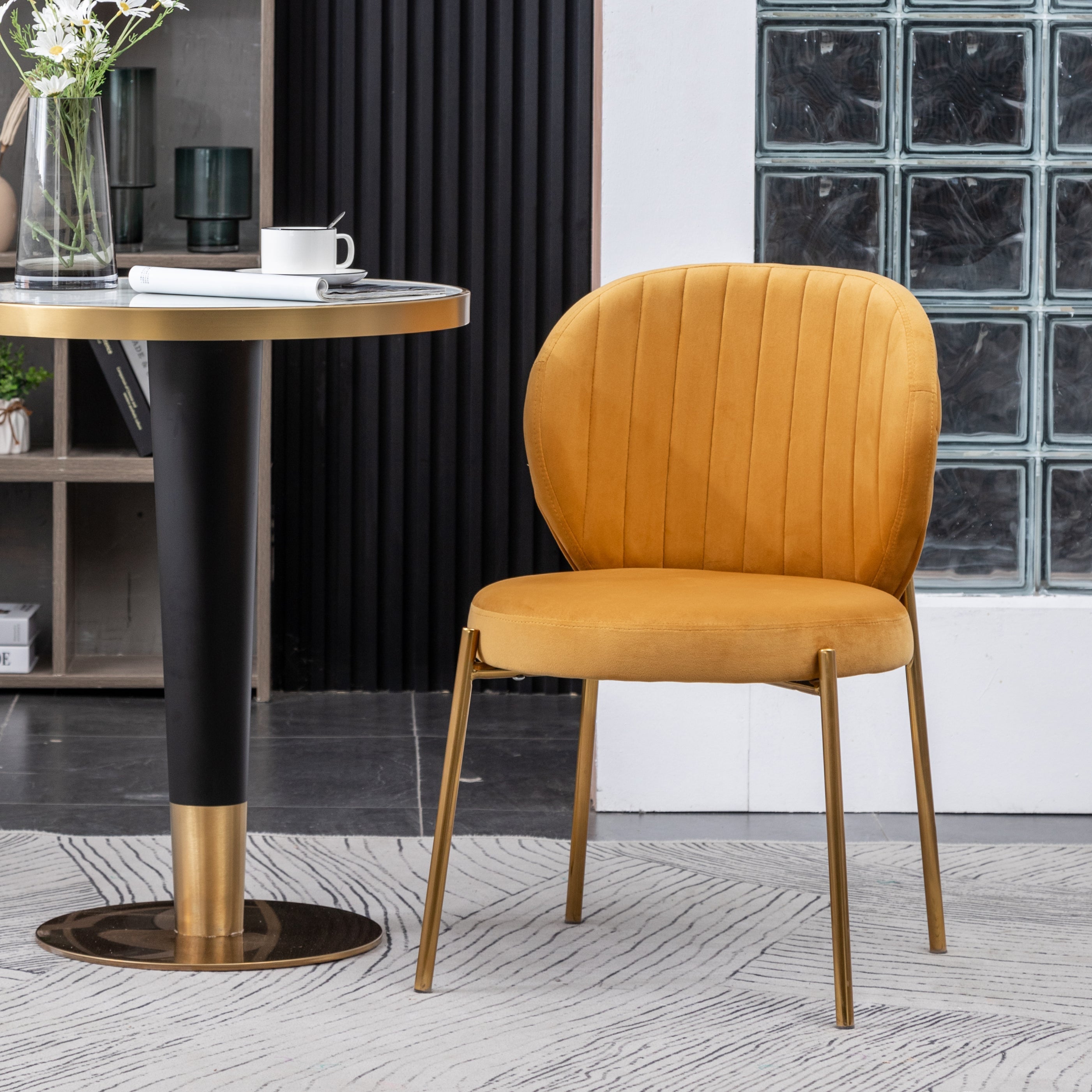 Roundhill Furniture Amoa Contemporary Velvet Upholstered Dining Chairs Set of 2 - Modern Kitchen & Dining Room Seating for Home & Restaurant
