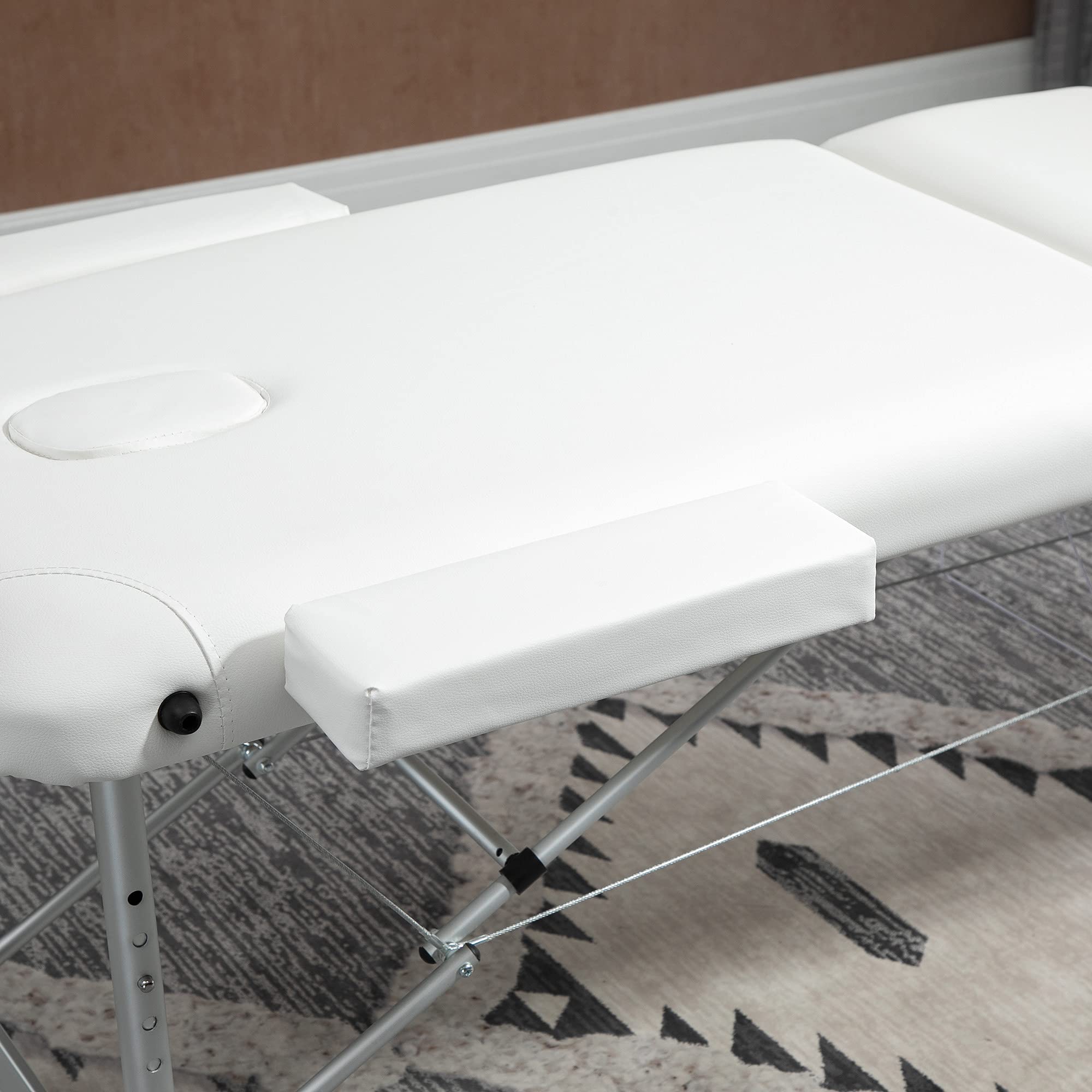 HOMCOM Foldable Massage Table - Professional Salon SPA Facial Couch Bed with Carrying Case, Adjustable Height, White - Perfect for Massage Therapists, Home Spa, and Beauty Salons