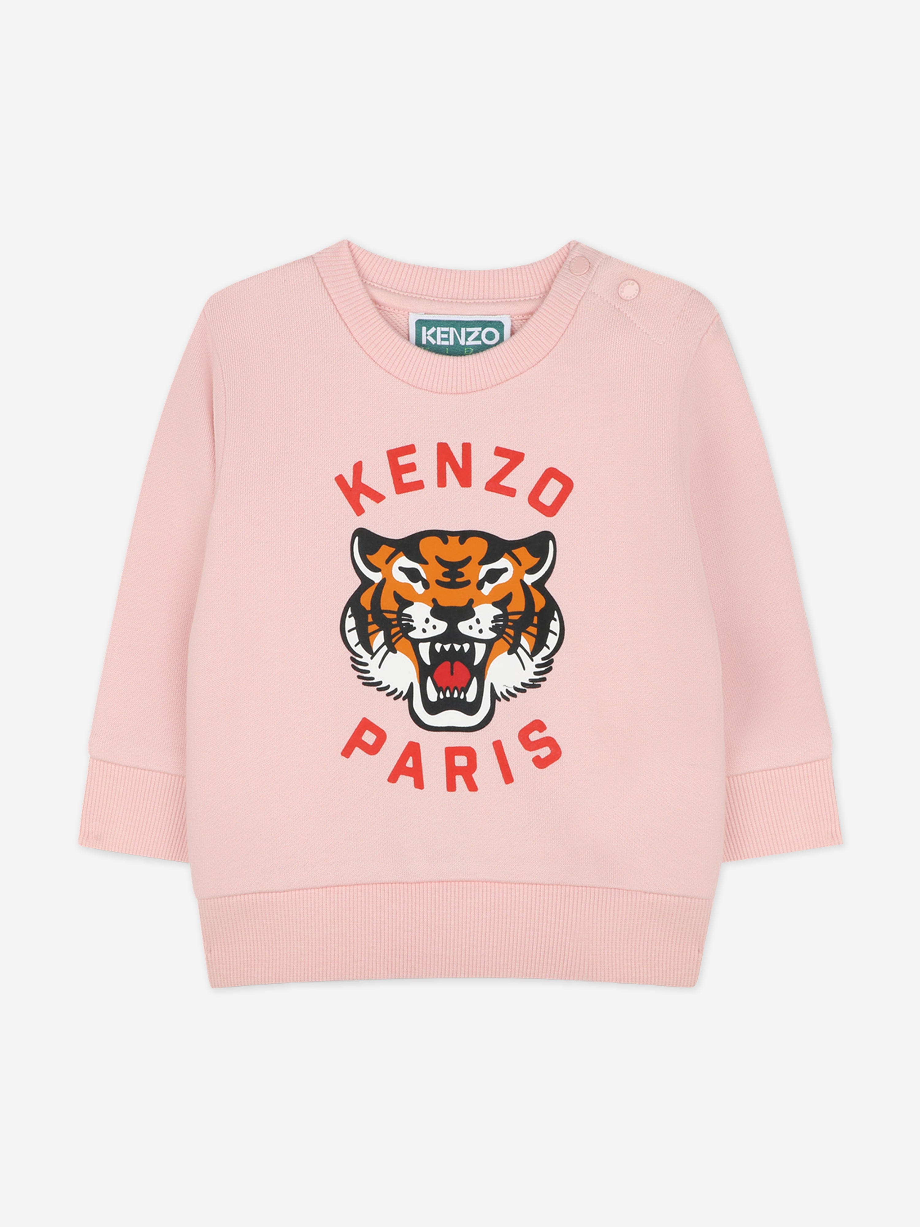 Adorable Pink Baby Girls Tiger Logo Tracksuit Set - Soft Cotton Jogger Outfit for Playdates & Family Photos