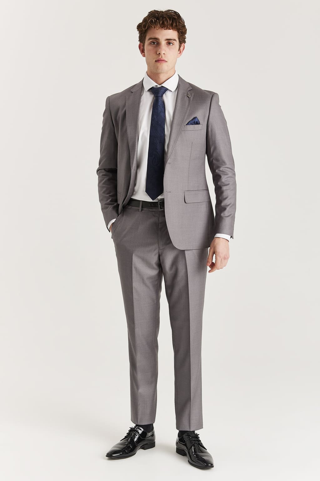 Edward Men's Grey Dress Pants - Slim Fit Comfortable Office & Business Casual Trousers for Work & Formal Occasions
