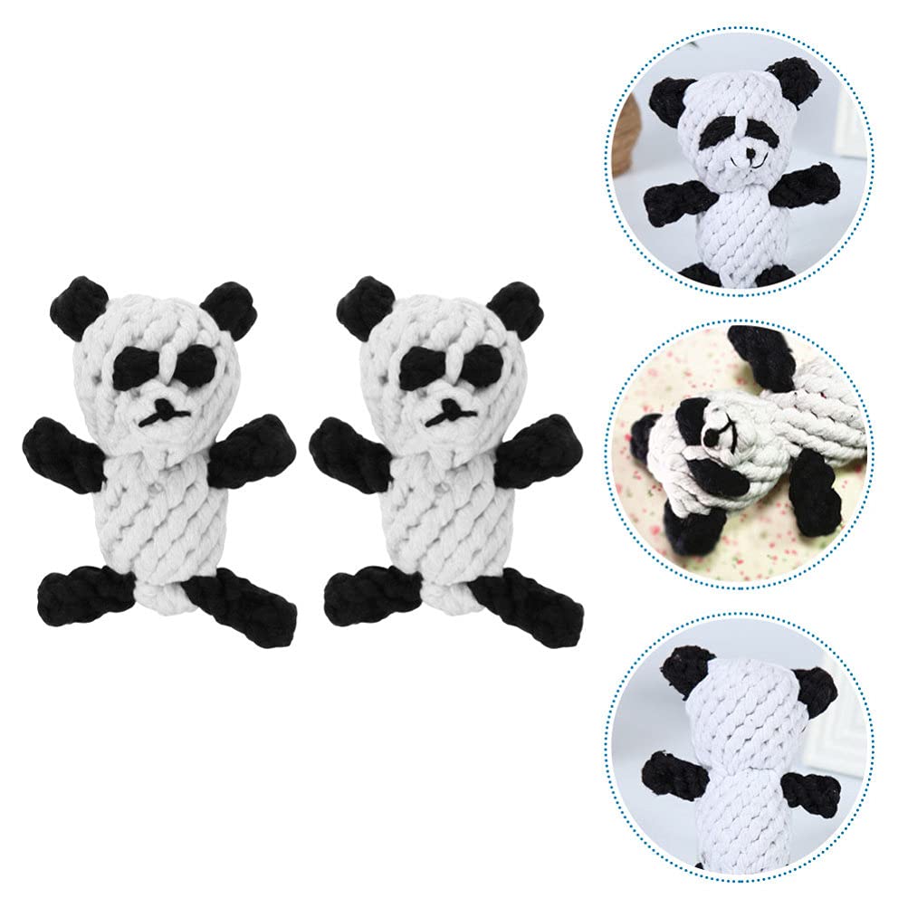 2 Pack Panda Shaped Dog Chew Toys - Durable Cotton Rope Chewing Toys for Small & Medium Dogs, Cat Teeth Cleaning Toy - Fun Interactive Pet Chew Toys for Puppies & Kittens - Perfect for Teething, Dental Care & Playtime
