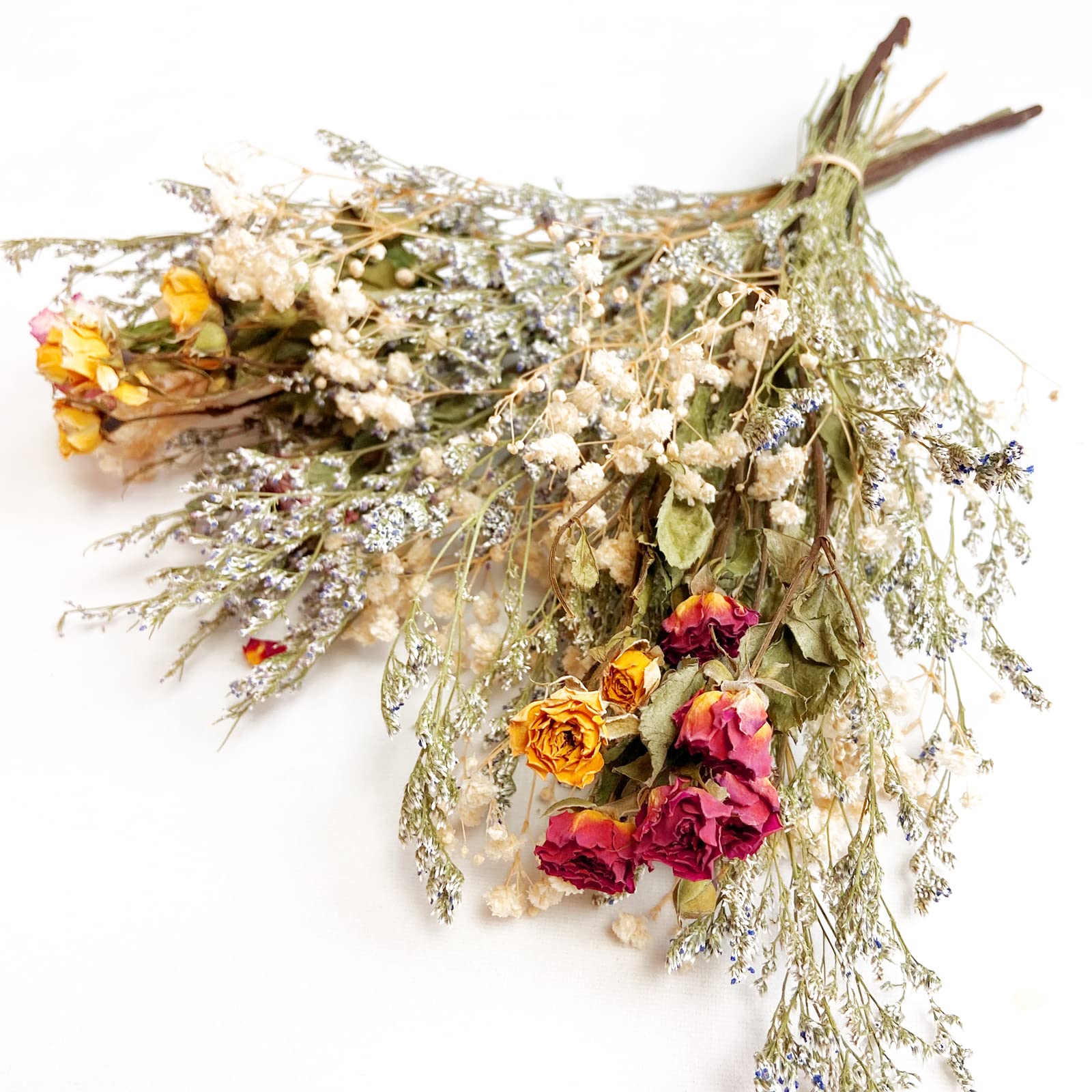 L'BREVOGA 100% Natural Dried Spray Rose Bouquets - 2 Bunches with Baby’s Breath, Miniature Roses for Home Decor, Wedding Centerpieces & Party Arrangements (Perfect for Rustic, Boho & Farmhouse Style Decorations)