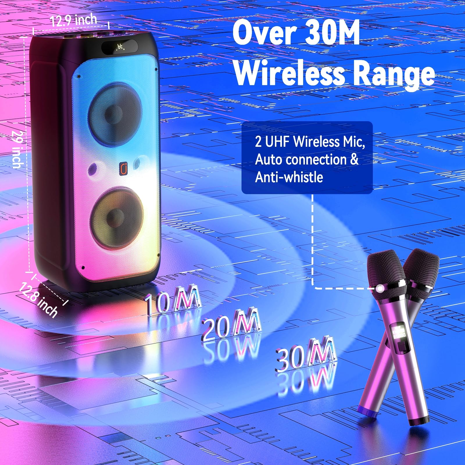 500W Wireless Karaoke Machine with Dual 8
