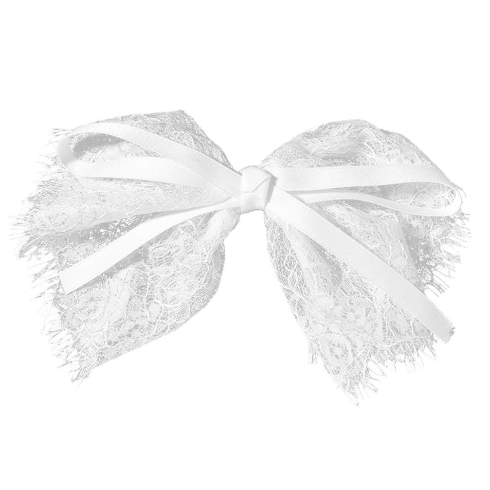 Minkissy Big Bow Hair Barrette - Elegant Lace Bowknot Hair Clips with Ribbon for Women, Girls & Teens | Perfect for Weddings, Parties & Daily Styling (Black)