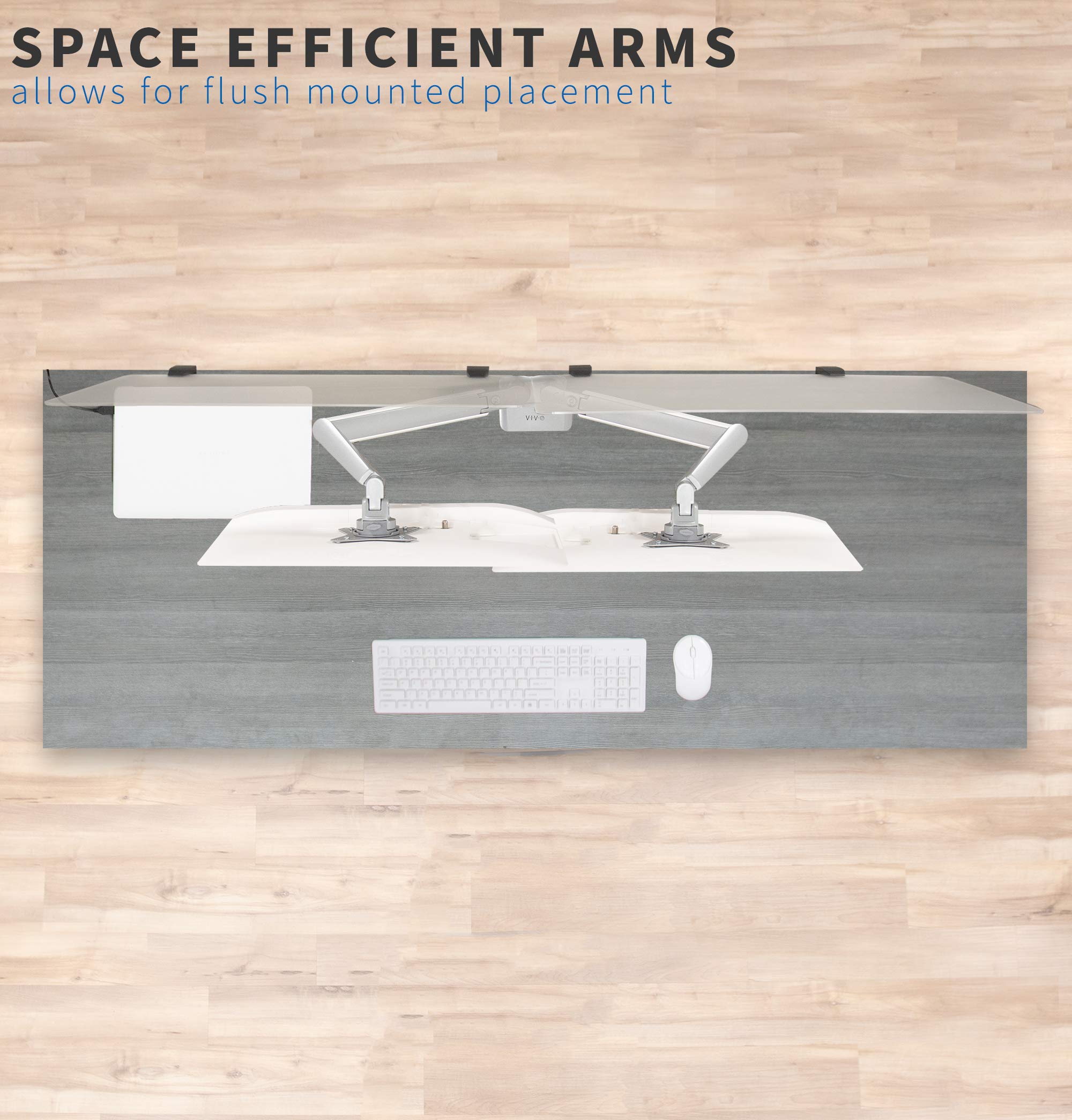 VIVO Dual Monitor Mount Stand for 17 to 32 Inch Screens - Space Saving Pneumatic Spring Arms with Aluminum Clamp-on Desk Mount, Max VESA 100x100 (Silver, STAND-V200A) - Perfect for Home Office, Gaming Setup & Workspace Organization