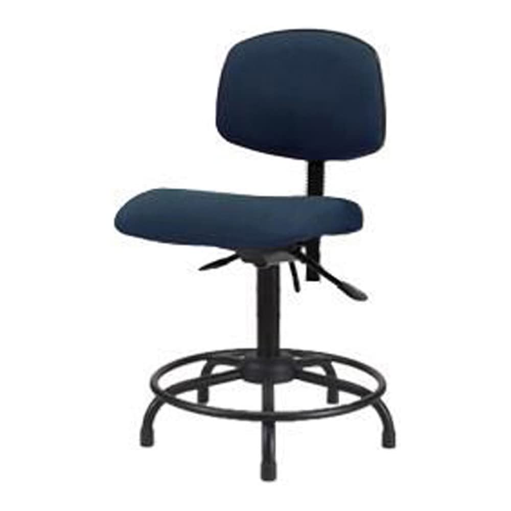 Thomas ECOM FDHCH-RT-T0-A0-RG-F43 Fabric Desk Chair with Round Tube Base - Non-Tilt, Armless, Glides, Blue - Perfect for Home Office, Study, or Workspace