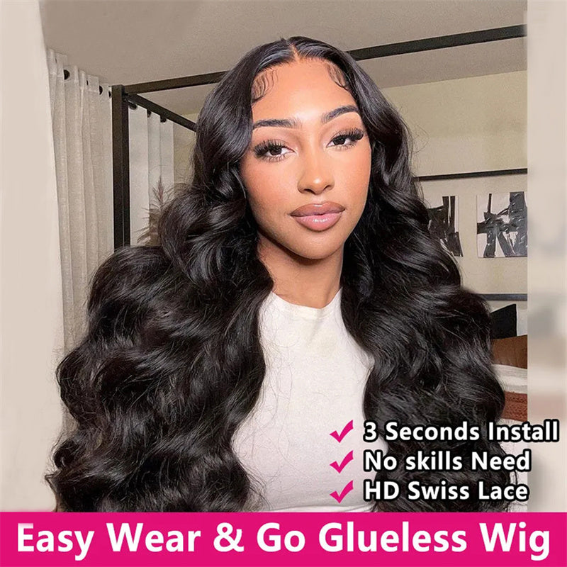 Eullair Wear Go Glueless Wig - Body Wave 6x4 5x5 Lace Wig with Pre Cut Lace & Pre Plucked Hairline - Beginner Friendly 3D Elastic Dome Cap - Perfect for Daily Wear, Cosplay, and Special Occasions