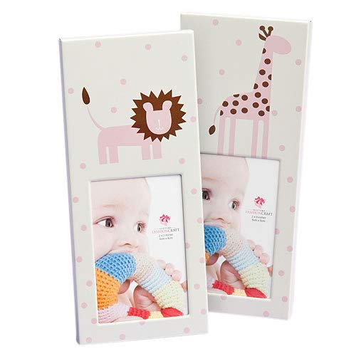 FASHIONCRAFT 12504 Animal Themed Baby Photo Frames - Cute Pink Picture Frames 2”x3” (Pack of 120) - Perfect for Nursery Decor, Baby Showers & First Birthday Party Decorations