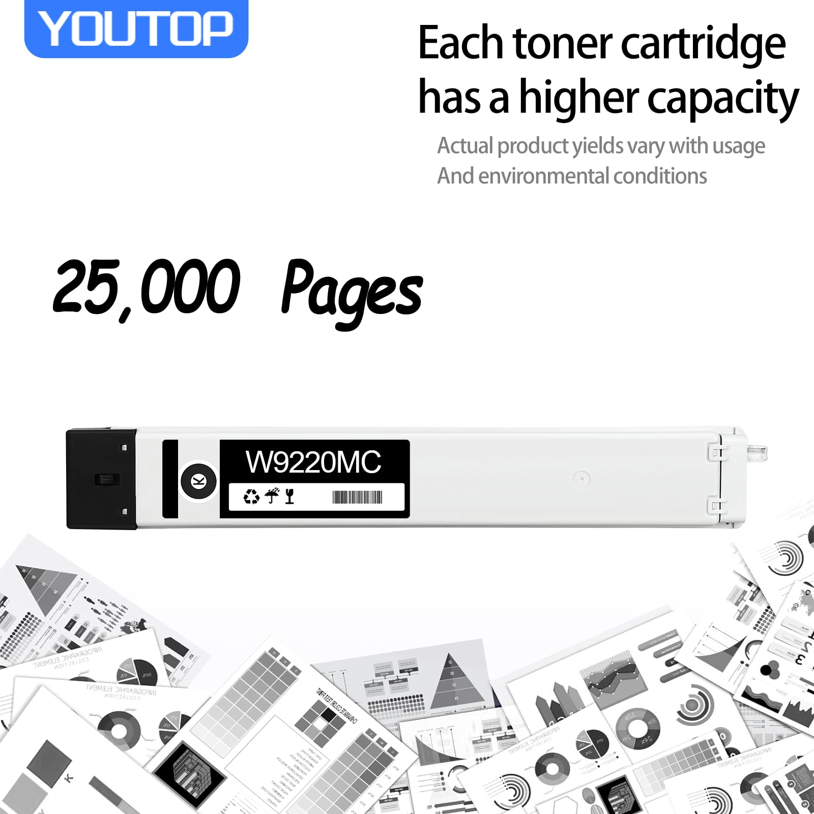 1PK W9220MC Black Toner Cartridge - Compatible with HP Color Managed MFP E78223DN & E78228DN Printers | High-Yield Replacement | Office & Home Printing Solutions