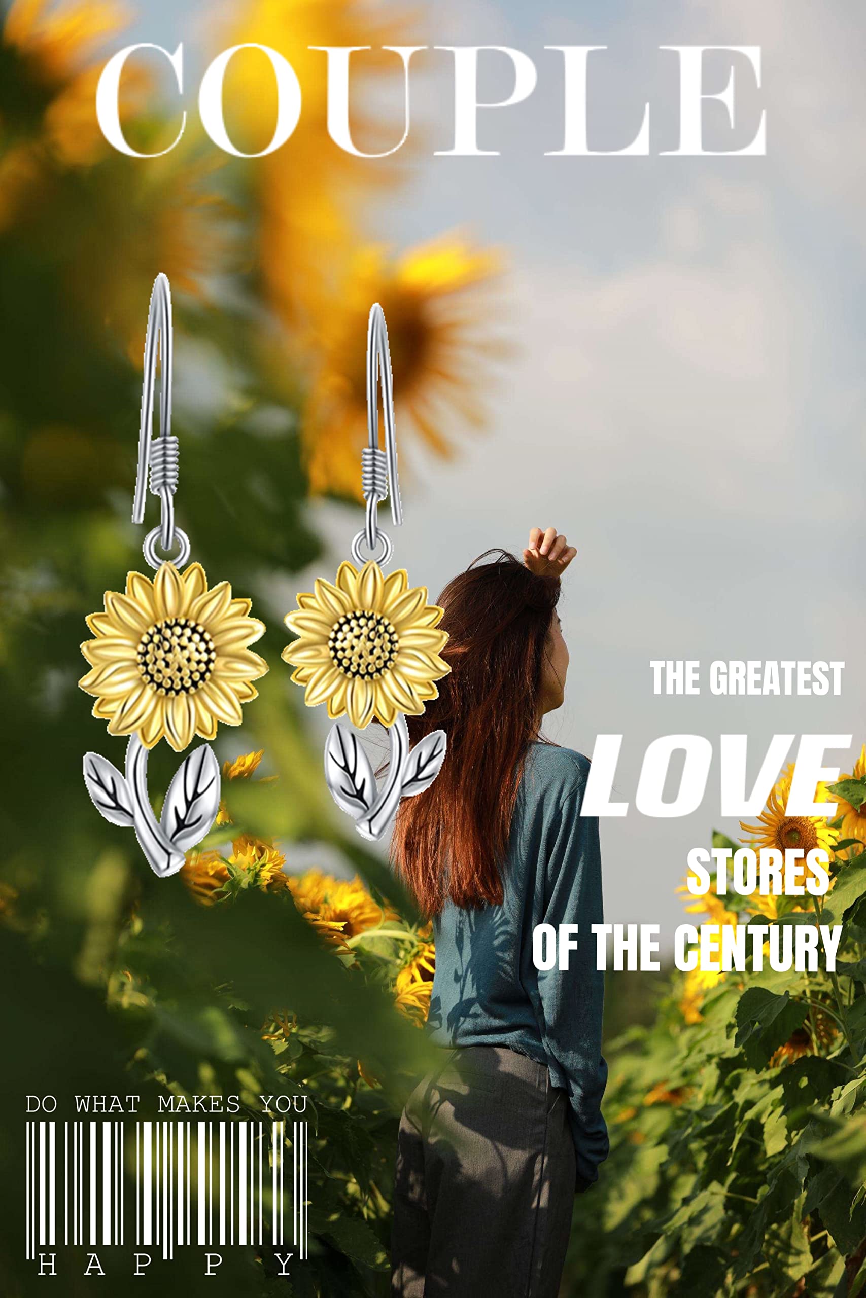 GAUEIOUR Sunflower Drop Dangle Earrings - Fashionable Bronze Jewelry for Women | Elegant Floral Earrings Symbolizing Passion, Warmth & Sunshine | Perfect for Summer Outfits, Weddings & Boho Style