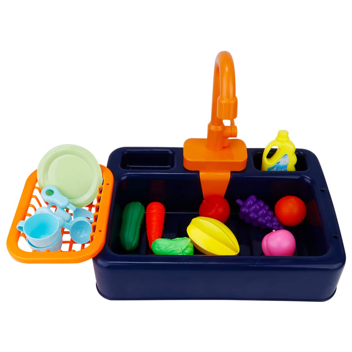 NUOBESTY Electric Dishwasher Toy for Kids - Interactive Kitchen Sink Play Set with Water Spray Function - Blue Pretend Play Kitchen Accessories for Toddlers (Perfect for Role Play, Birthday Gifts & Early Learning Activities)
