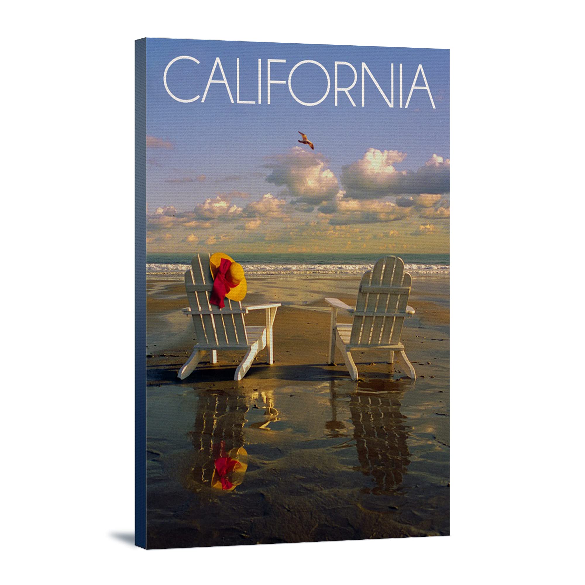 Lantern Press California - Adirondack Chairs on the Beach Wall Art | 12x18 Wrapped Canvas Print | Coastal Home Decor for Living Room, Bedroom & Office