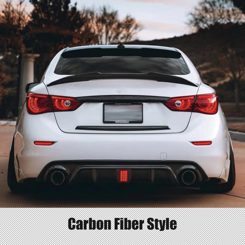 Carbon Fiber Rear Diffuser for Infiniti Q50 2014-2017 - Stylish Rear Lip Bumper Cover with LED Lights | Enhance Your Car's Aerodynamics & Sporty Look for Street Racing & Show Cars