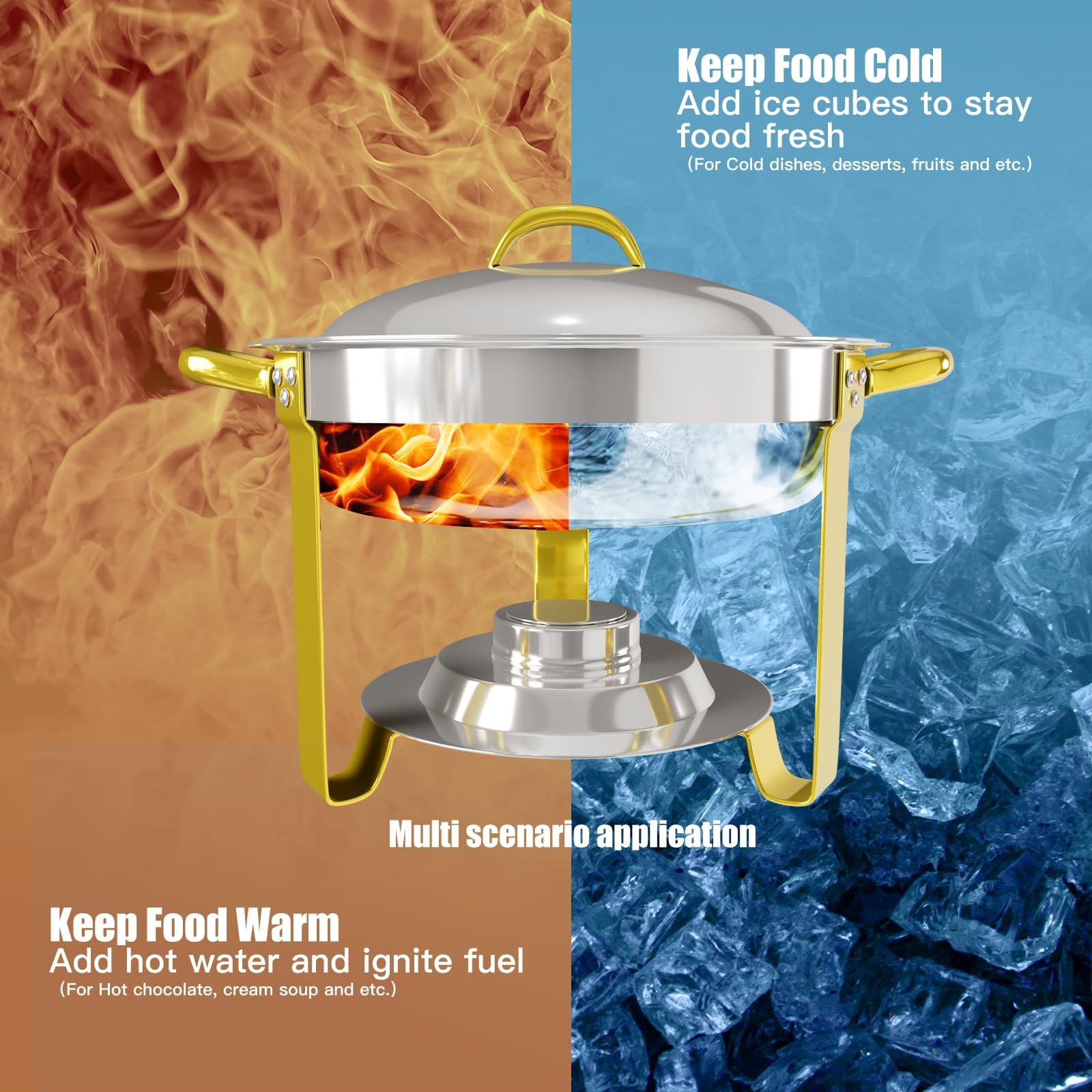 5 QT Gold Chafing Dish Buffet Set - Food Warmer for Parties, Catering & Events