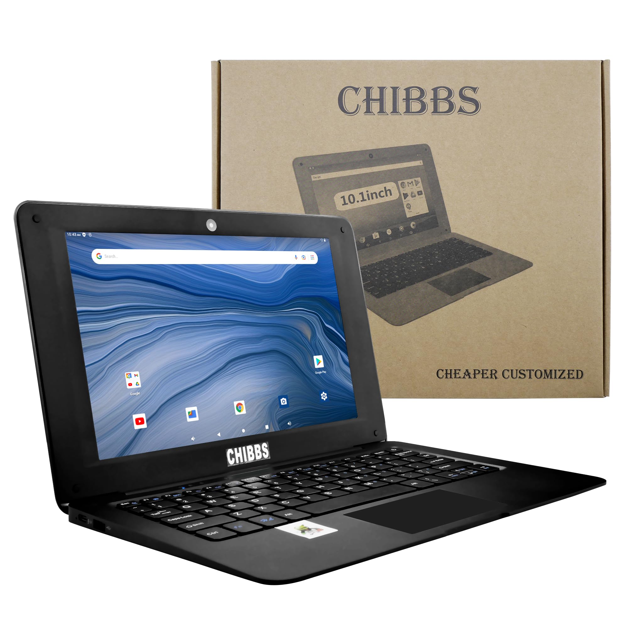 10.1 Inch Kids Laptop Computer with Android 12 | Quad Core Processor | 2GB RAM + 64GB ROM | Built-in Camera & Bluetooth | Dual USB Ports | Wi-Fi Enabled | Black - Perfect for Early Learning, Online Classes & Educational Games