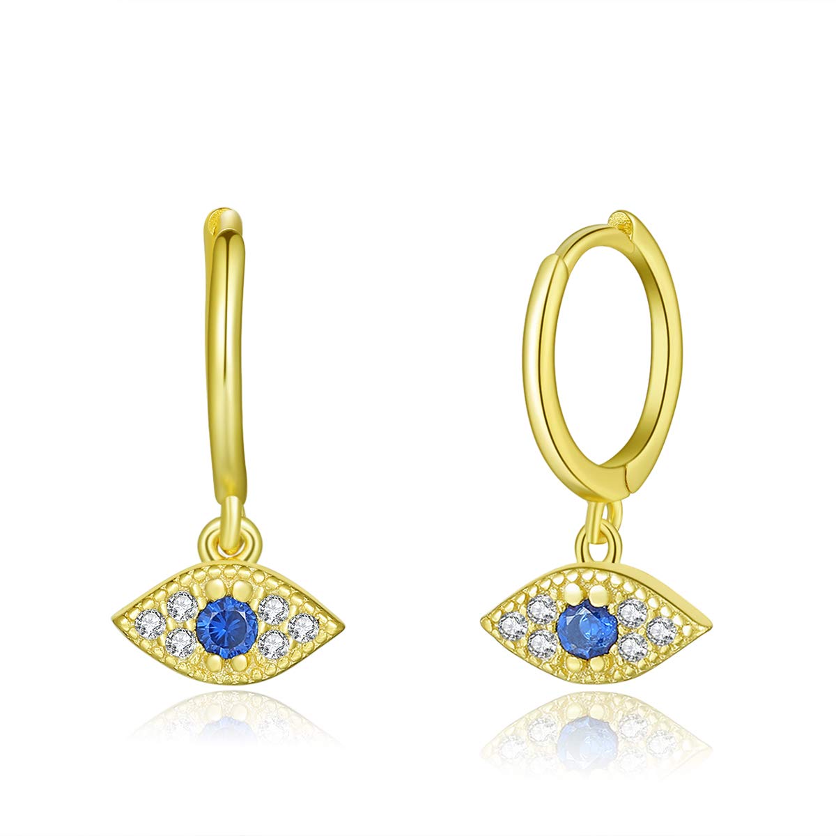 Dainty Hoop Dangle Earrings for Women - Sterling Silver Small Hoop Earrings with Moon, Star, Spike & Evil Eye Charms | Huggie Drop Earrings for Teen Girls | Perfect for Parties, Gifts & Everyday Wear