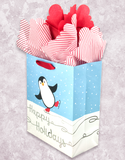 Festive Penguin Holiday Gift Bags for Christmas - Perfect for Party Favors, Stocking Stuffers & Garden Decorations