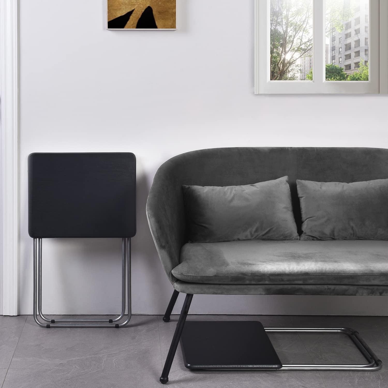 COZYCASA Set of 2 Folding Laptop Desks - No Assembly Required Space-Saving X-Shaped Metal Frame TV Trays for Sofa, Bed & Study - Perfect for Small Rooms, Dorms & Home Offices (Black)