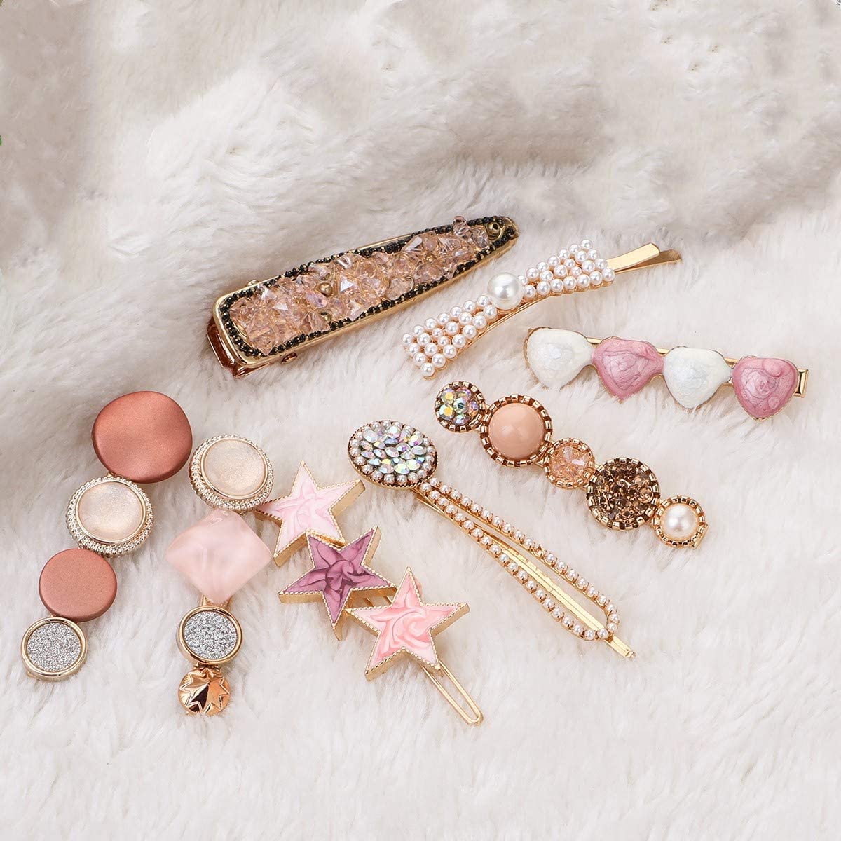 HAPPYMATES 8 PCS Pearl Hair Clips - Acrylic Hair Barrettes for Women & Girls - Elegant Hair Accessories for Parties, Weddings & Birthday Gifts - Perfect for Everyday Wear and Special Occasions