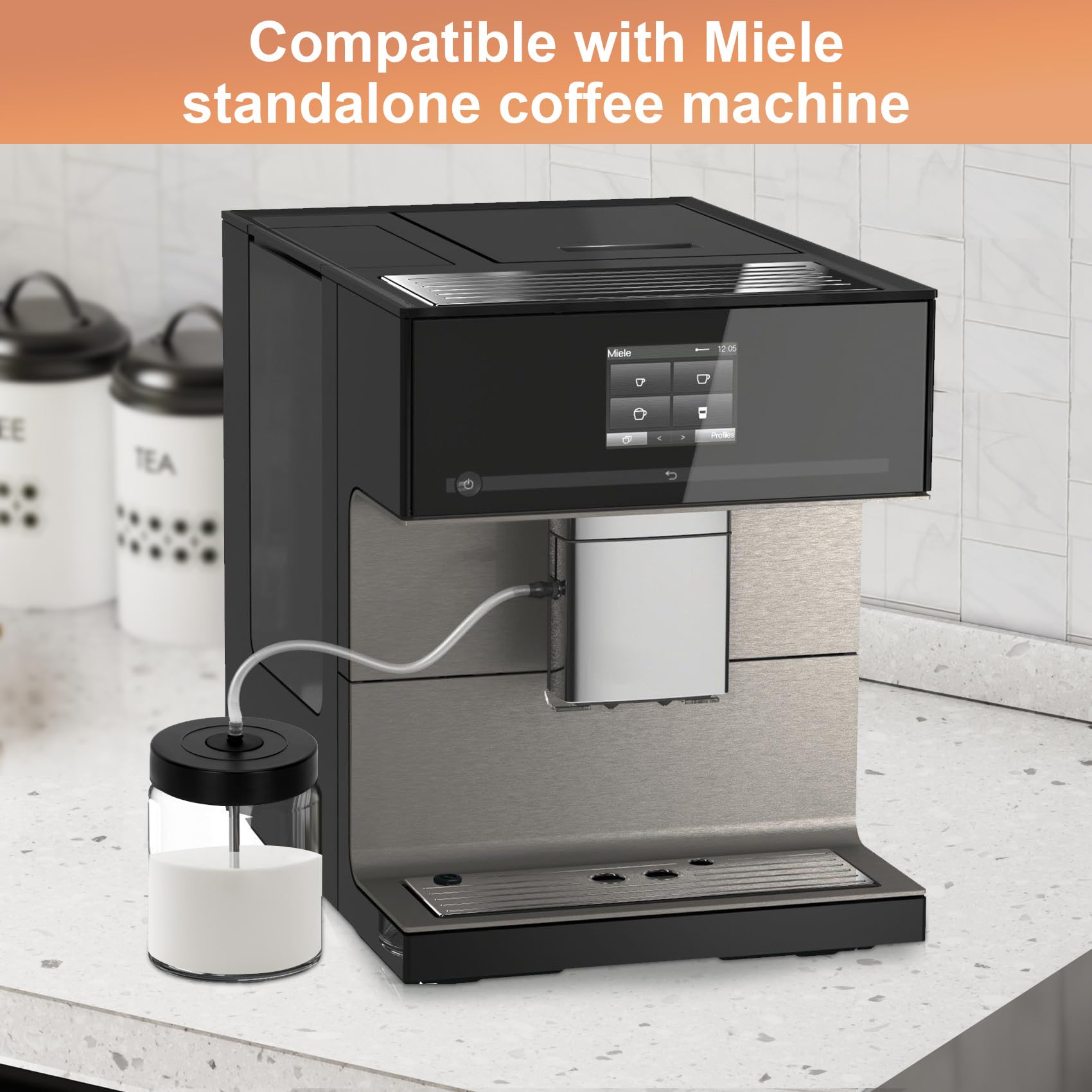 Premium Glass Milk Frother for Miele CM Series Coffee Machines (CM 7750/6360/5300/5310/5510/6160/6350) - Barista-Style Milk Container for Lattes, Cappuccinos & Hot Chocolate - Not Compatible with Built-in Models