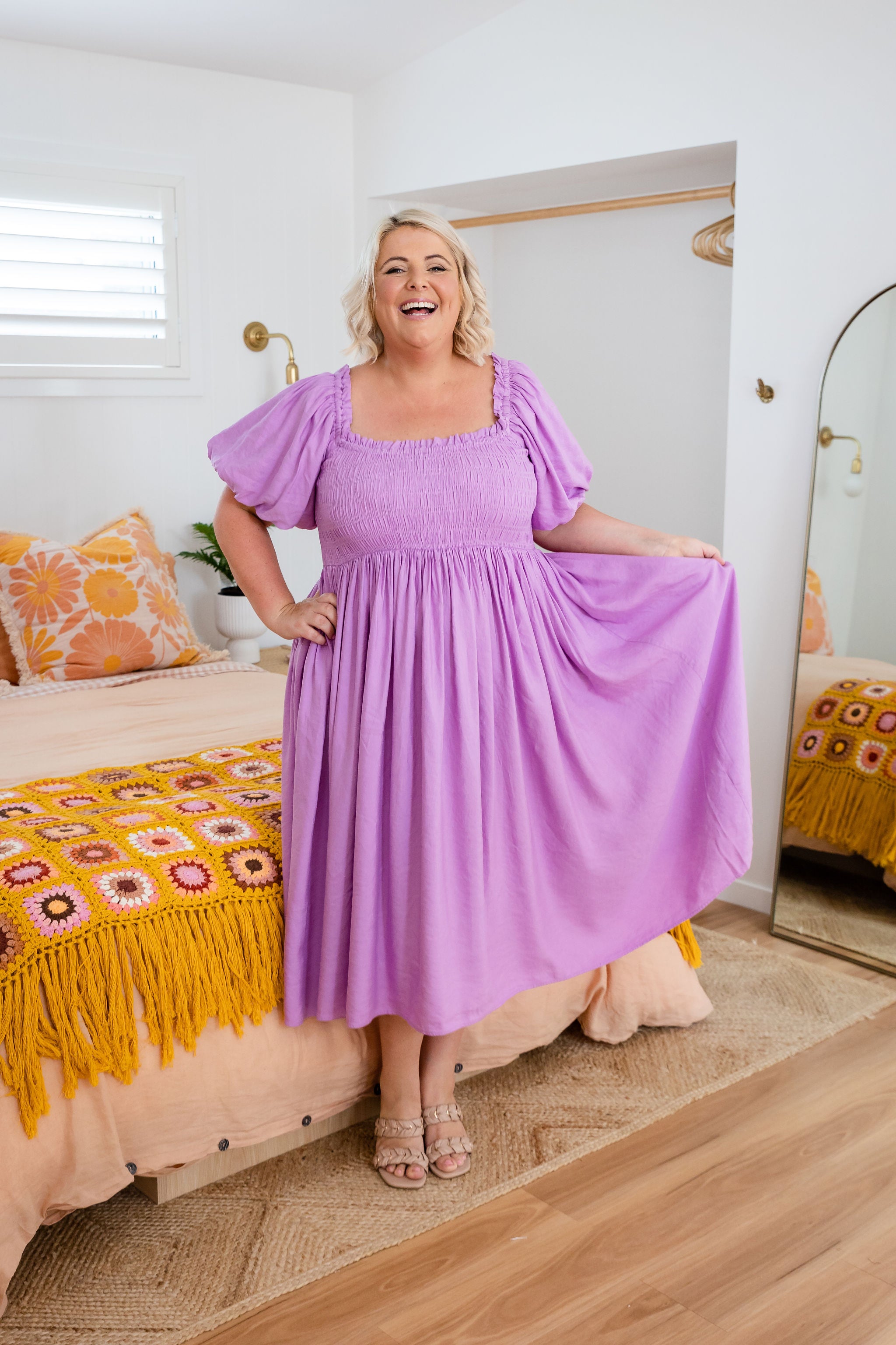 Stelle Linen Blend Midi Dress in Berry - Flowy Summer Dress for Women, Casual & Elegant - Perfect for Beach Vacations, Brunch Dates & Summer Weddings
