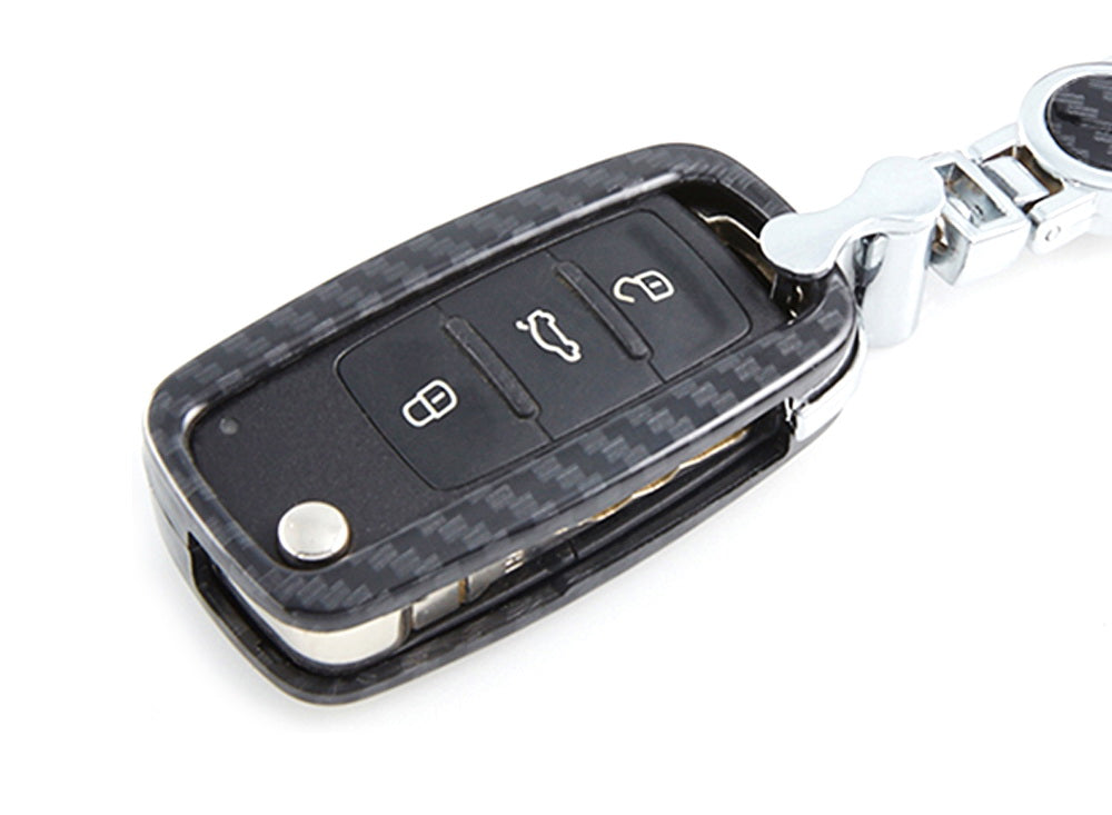 Premium Carbon Fiber Key Fob Shell Case Cover for Volkswagen VW Golf GTI R32 Jetta Rabbit Passat Beetle Polo - Durable & Lightweight Replacement Key Fob Housing (Perfect for Car Enthusiasts & Daily Protection)