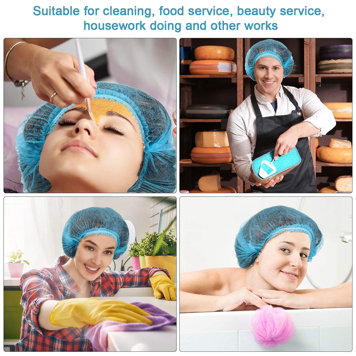 50 Pcs Disposable Super Moon Bouffant Caps - Soft & Breathable Hair Nets for Food Service, Healthcare & Salon Use